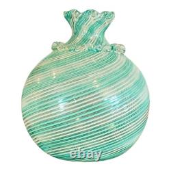 Vintage Murano Green Swirl Handblown Art Glass Vase (Attr. Dino Martens)