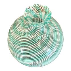 Vintage Murano Green Swirl Handblown Art Glass Vase (Attr. Dino Martens)