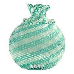 Vintage Murano Green Swirl Handblown Art Glass Vase (Attr. Dino Martens)