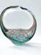 Vintage Murano Hand-Blown Art Glass Basket Vase Blue Green Aqua MCM Italy