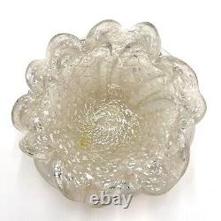 Vintage Murano Hand Blown Art Glass Bowl Clear withSilver Flakes
