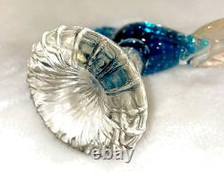 Vintage Murano Hand Blown Art Glass Bullicante Blue Pheasant with Real Gold Tail