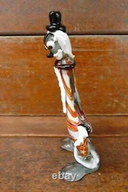 Vintage Murano Hand Blown Art Glass Clown Large Colorful Figurine Italy 12 1/2