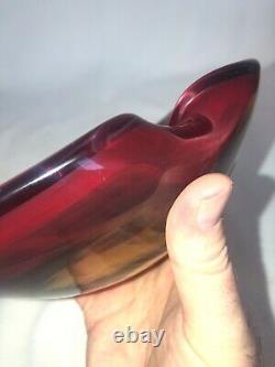 Vintage Murano Hand Blown Art Glass Heavy Bowl Ashtray Brilliant Color 8.25