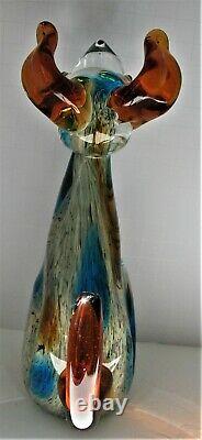 Vintage Murano Hand Blown Art Glass Tall Sitting Puppy Dog Figurine Paperweight