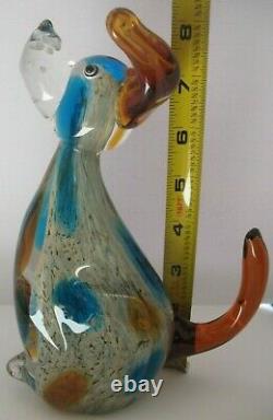 Vintage Murano Hand Blown Art Glass Tall Sitting Puppy Dog Figurine Paperweight