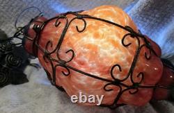 Vintage Murano Hand Blown Caged Glass Pendant Ceiling Light ITALY Orig. Hardware