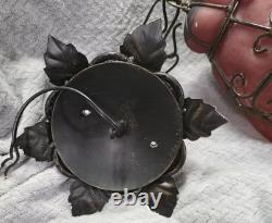 Vintage Murano Hand Blown Caged Glass Pendant Ceiling Light ITALY Orig. Hardware