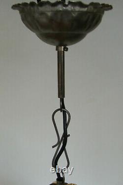 Vintage Murano Hand Blown Caged Glass Venetian Lantern Hanging Ceiling Light Vtg