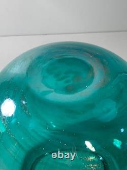 Vintage Murano Hand Blown Copper Aventurine Round Glass Vase 6.5 in