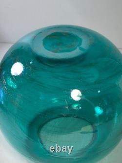 Vintage Murano Hand Blown Copper Aventurine Round Glass Vase 6.5 in