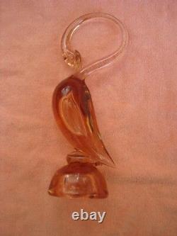 Vintage Murano Hand Blown Crystal Art Glass Figurine Peach Swan Bird Gorgeous