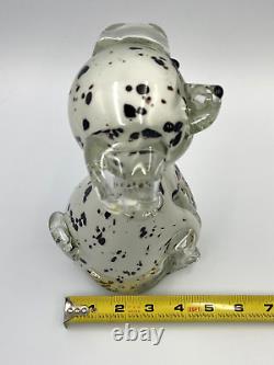 Vintage Murano Hand Blown Dalmatian Puppy Dog 10.5 Clear Legs Ears & Tail MCM