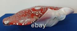 Vintage Murano Hand Blown Glass Bowl Red withMillefiori and Silver Flecks Design