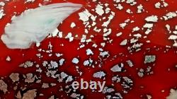 Vintage Murano Hand Blown Glass Bowl Red withMillefiori and Silver Flecks Design