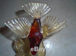Vintage Murano Hand Blown Glass Love Birds with Gold Flake