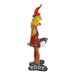 Vintage Murano Hand Blown Glass Musician Clown Figurine with Accordion, 17.5