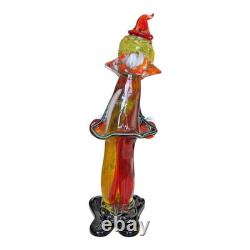 Vintage Murano Hand Blown Glass Musician Clown Figurine with Accordion, 17.5