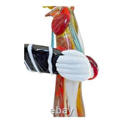 Vintage Murano Hand Blown Glass Musician Clown Figurine with Accordion, 17.5