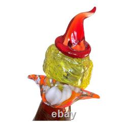 Vintage Murano Hand Blown Glass Musician Clown Figurine with Accordion, 17.5