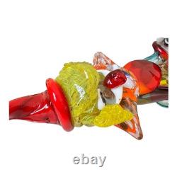 Vintage Murano Hand Blown Glass Musician Clown Figurine with Accordion, 17.5