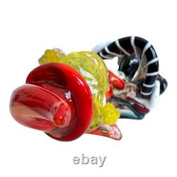 Vintage Murano Hand Blown Glass Musician Clown Figurine with Accordion, 17.5