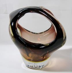 Vintage Murano Hand Blown Glass Purple & Clear Candy Dish