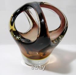 Vintage Murano Hand Blown Glass Purple & Clear Candy Dish