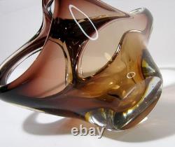 Vintage Murano Hand Blown Glass Purple & Clear Candy Dish