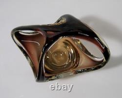 Vintage Murano Hand Blown Glass Purple & Clear Candy Dish