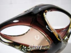 Vintage Murano Hand Blown Glass Purple & Clear Candy Dish