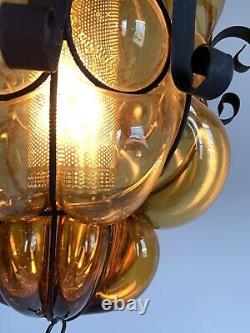 Vintage Murano Hand Blown Glass Swag Lamp MID Century Chandelier Light Fixture