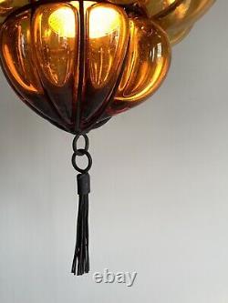 Vintage Murano Hand Blown Glass Swag Lamp MID Century Chandelier Light Fixture