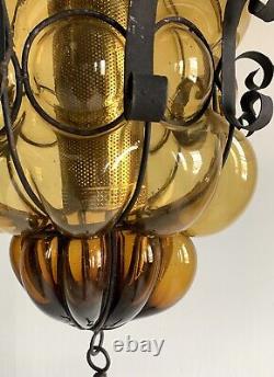 Vintage Murano Hand Blown Glass Swag Lamp MID Century Chandelier Light Fixture