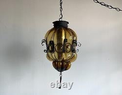 Vintage Murano Hand Blown Glass Swag Lamp MID Century Chandelier Light Fixture