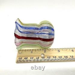 Vintage Murano Hand Blown Glass Toothpick Holder Aventurine Ruffle Multicolored