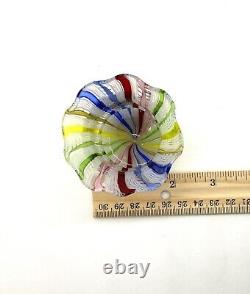 Vintage Murano Hand Blown Glass Toothpick Holder Aventurine Ruffle Multicolored