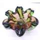 Vintage Murano Hand Blown Green & Amber Art Glass Centerpiece Bowl