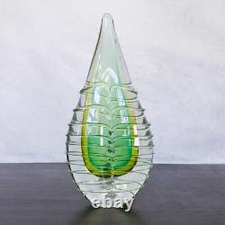 Vintage Murano Hand Blown Green Blue Glass Teardrop Sculpture Pair