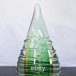 Vintage Murano Hand Blown Green Blue Glass Teardrop Sculpture Pair