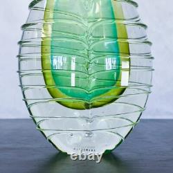 Vintage Murano Hand Blown Green Blue Glass Teardrop Sculpture Pair