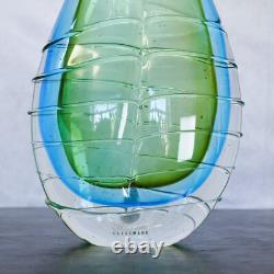 Vintage Murano Hand Blown Green Blue Glass Teardrop Sculpture Pair