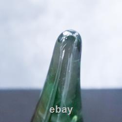 Vintage Murano Hand Blown Green Blue Glass Teardrop Sculpture Pair