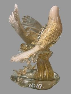 Vintage Murano Hand Blown Italian Art Glass 9.25 Statue Sculpture with 2 Birds