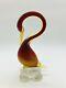 Vintage Murano Hand Blown Italian Art Glass Swan Bird Red Yellow Figurine Duck