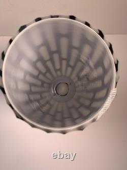 Vintage Murano Hand Blown Italian Cased Glass Shade With Cut Out White Pattern