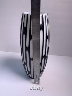 Vintage Murano Hand Blown Italian Cased Glass Shade With Cut Out White Pattern