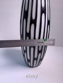 Vintage Murano Hand Blown Italian Cased Glass Shade With Cut Out White Pattern