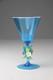 Vintage Murano Hand Blown Light Blue Goblet Chalice Floral Decorated Stem