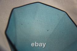 Vintage Murano Hand Blown Light Blue Goblet Chalice Floral Decorated Stem